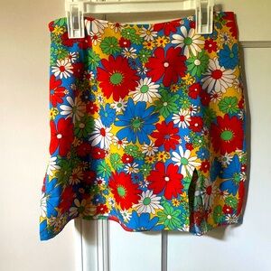 70s-Style Flower Print Skirt